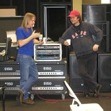 Steve Morse explaining snack food to Don Airey